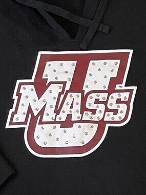 Pink Victoria's Secret 5th & Ocean Collab UMass Rhinesone Hoodie Womens Sz Large